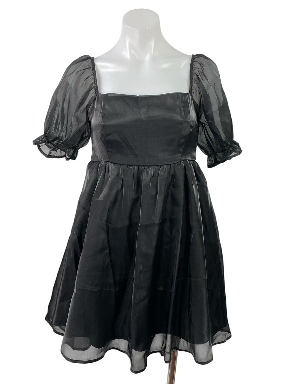 Thirty Thirty Black Short Puff Sleeve Babydoll Fit & Flare Mini Dress Size M